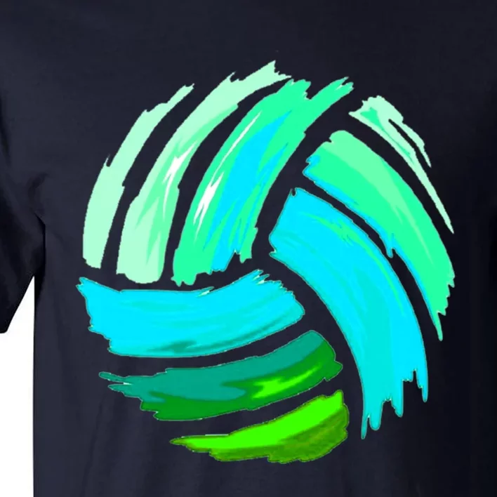 Volleyball Brush Stroke Blue Green Ball For Teens Tall T-Shirt