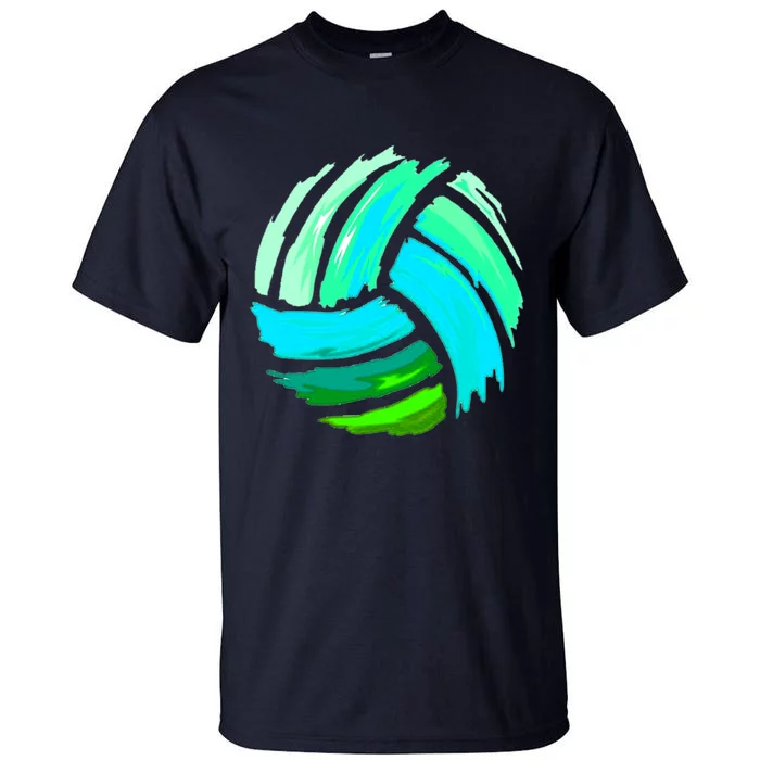 Volleyball Brush Stroke Blue Green Ball For Teens Tall T-Shirt