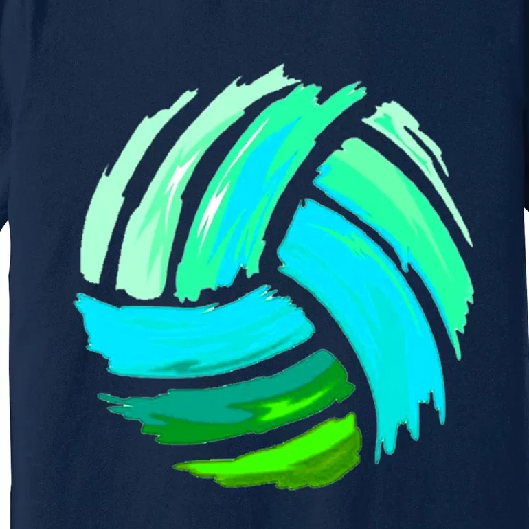 Volleyball Brush Stroke Blue Green Ball For Teens Premium T-Shirt