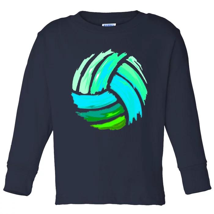 Volleyball Brush Stroke Blue Green Ball For Teens Toddler Long Sleeve Shirt