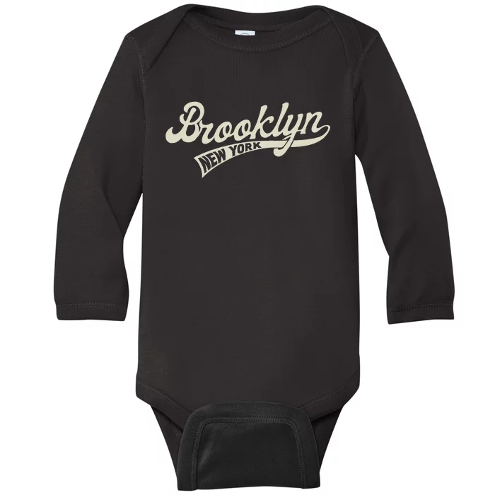 Vintage Baseball Style Brooklyn For Men & Women Baby Long Sleeve Bodysuit