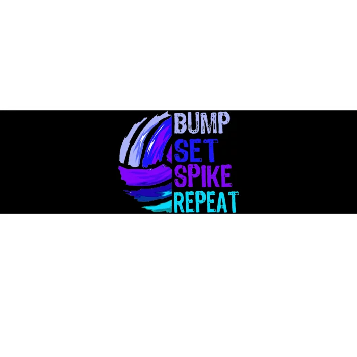 Volleyball Bump Set Spike Repeat Blue Purple Teen Bumper Sticker