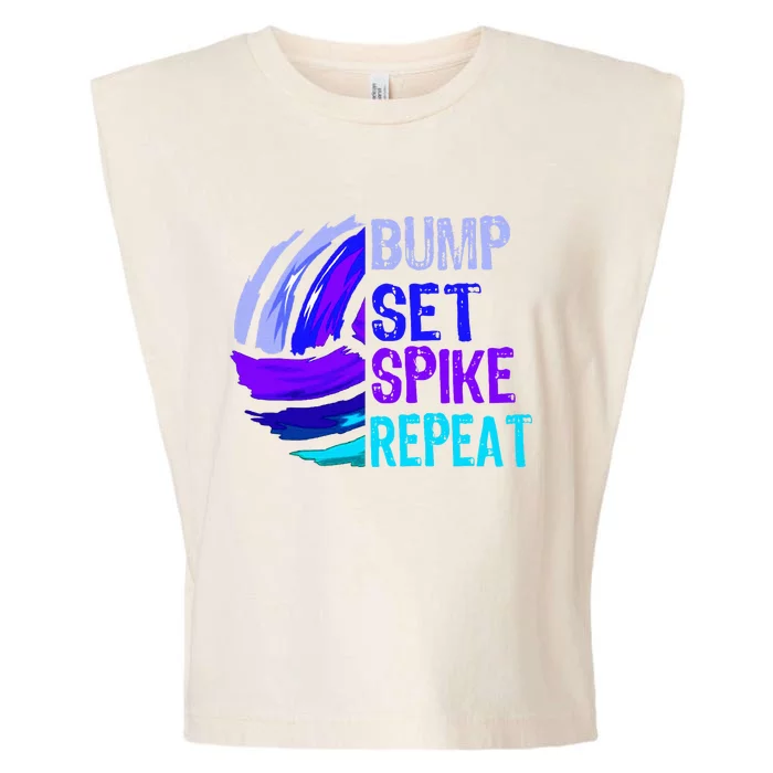 Volleyball Bump Set Spike Repeat Garment-Dyed Women's Muscle Tee