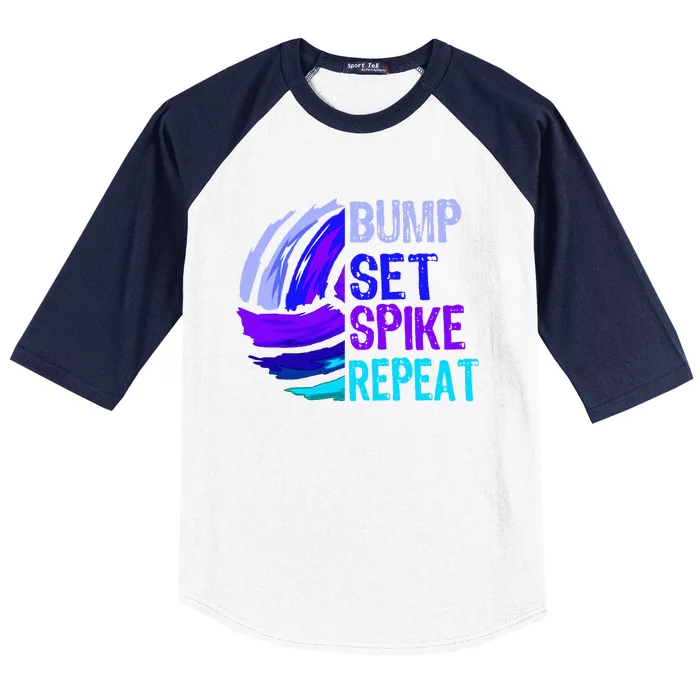 Volleyball Bump Set Spike Repeat Baseball Sleeve Shirt