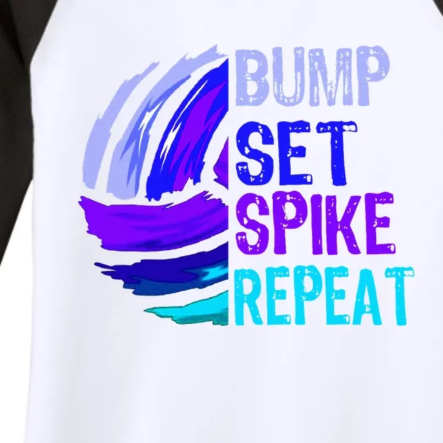 Volleyball Bump Set Spike Repeat Women's Tri-Blend 3/4-Sleeve Raglan Shirt