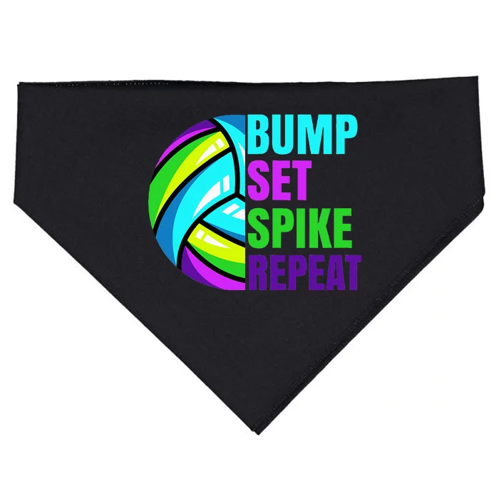 Volleyball Bump Set Spike Repeat Blue Purple Teen USA-Made Doggie Bandana