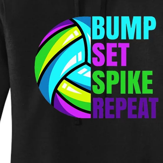 Volleyball Bump Set Spike Repeat Blue Purple Teen Women's Pullover Hoodie