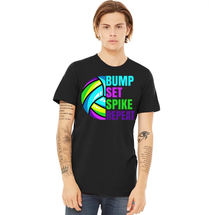 Volleyball Bump Set Spike Repeat Blue Purple Teen Premium T-Shirt