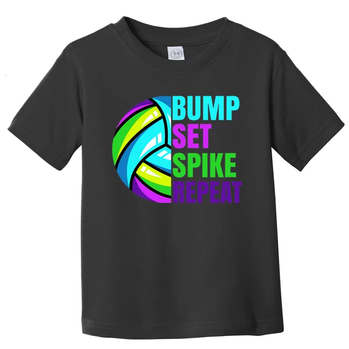 Volleyball Bump Set Spike Repeat Blue Purple Teen Toddler T-Shirt