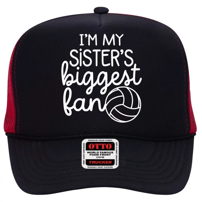 Volleyball Big Sisters Biggest Fan High Crown Mesh Trucker Hat