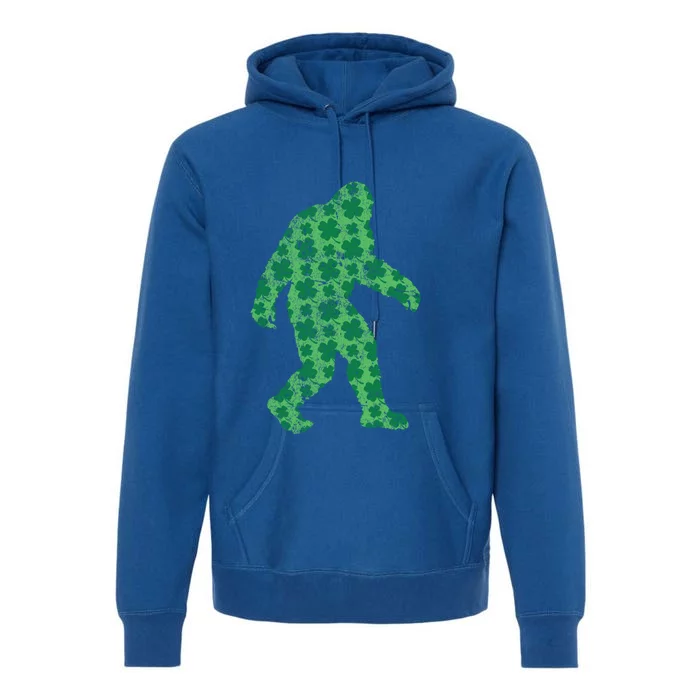 Vintage Bigfoot St Patrick's Day 4 Leaf Clover Sasquatch Meaningful Gift Premium Hoodie