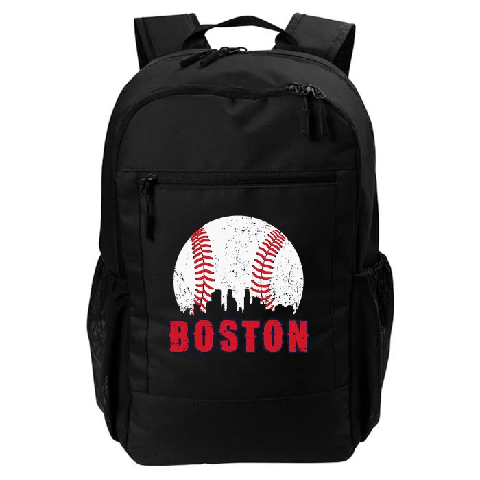 Vintage Boston Skyline Baseball Throwback For Red Game Day Daily Commute Backpack