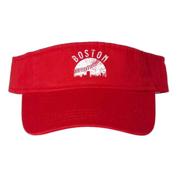 Vintage Boston Skyline Baseball Throwback For Red Game Day Valucap Bio-Washed Visor