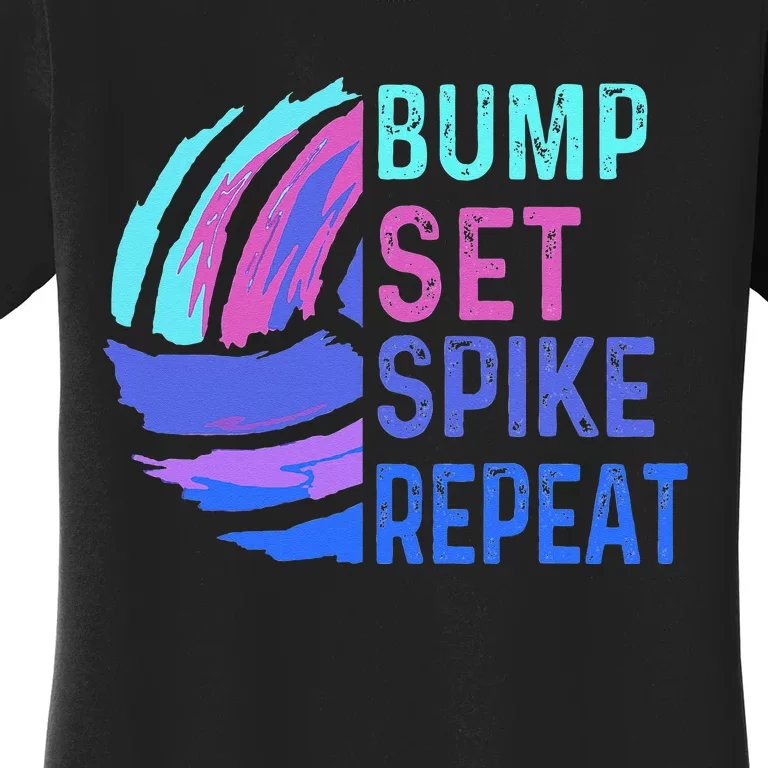 Volleyball Bump Set Spike Repeat Blue Purple Women's T-Shirt