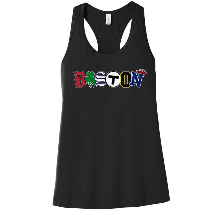 Vintage Boston Sports Fan City Pride Women's Racerback Tank