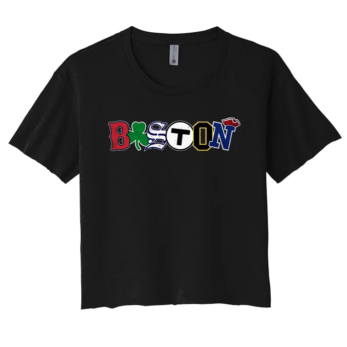 Vintage Boston Sports Fan City Pride Women's Crop Top Tee