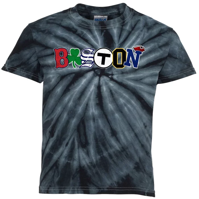 Vintage Boston Sports Fan City Pride Kids Tie-Dye T-Shirt