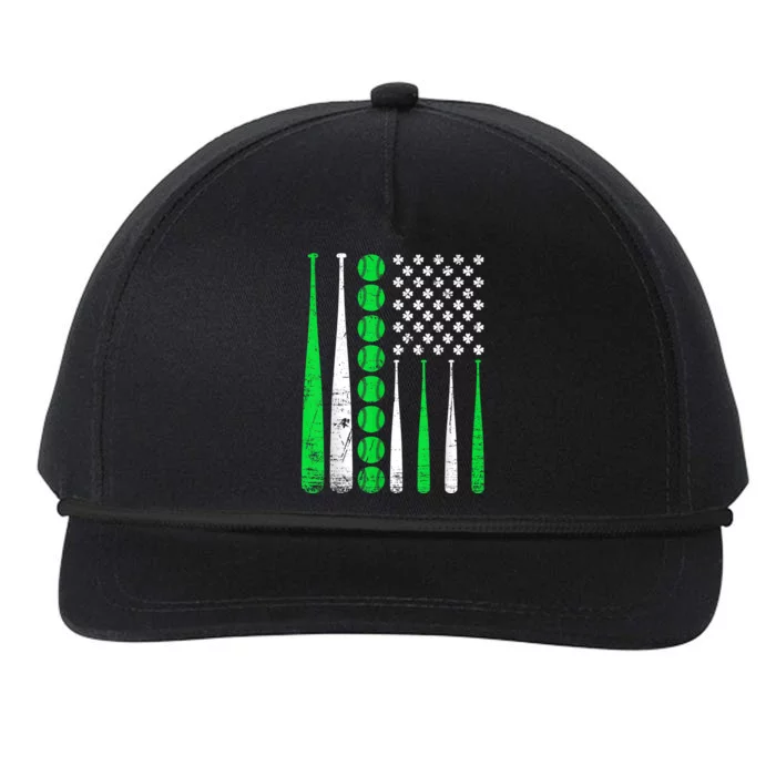 Vintage Baseball St Patricks Day American Flag Shamrock Snapback Five-Panel Rope Hat