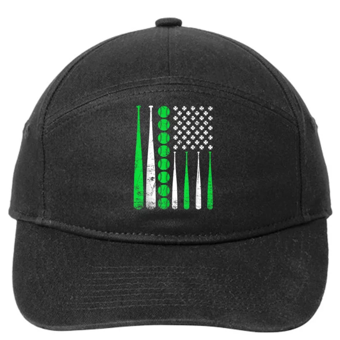 Vintage Baseball St Patricks Day American Flag Shamrock 7-Panel Snapback Hat