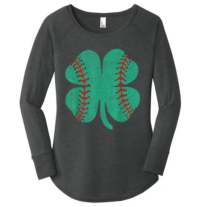 Vintage Baseball Shamrock St Patricks Day Shirt  b.o.y.s Women's Perfect Tri Tunic Long Sleeve Shirt