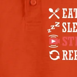 Vlogging Blog Streamer Blogger Eat Sleep Stream Repeat Cute Gift Dry Zone Grid Performance Polo