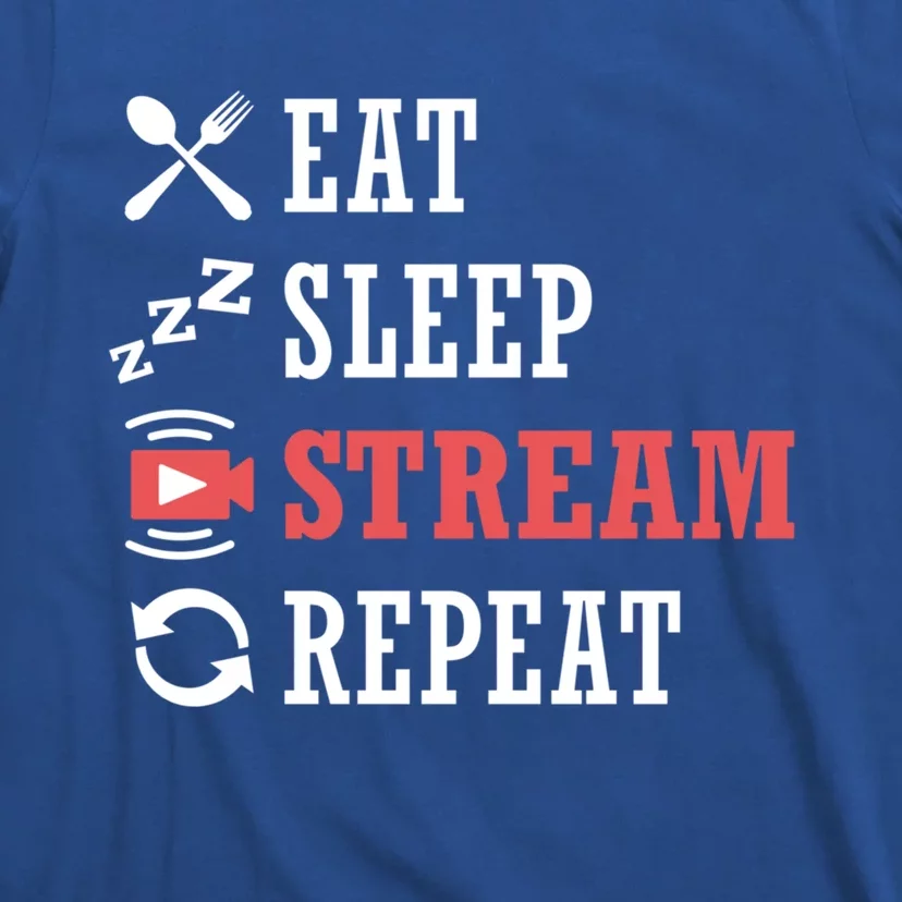 Vlogging Blog Streamer Blogger Eat Sleep Stream Repeat Cute Gift T-Shirt