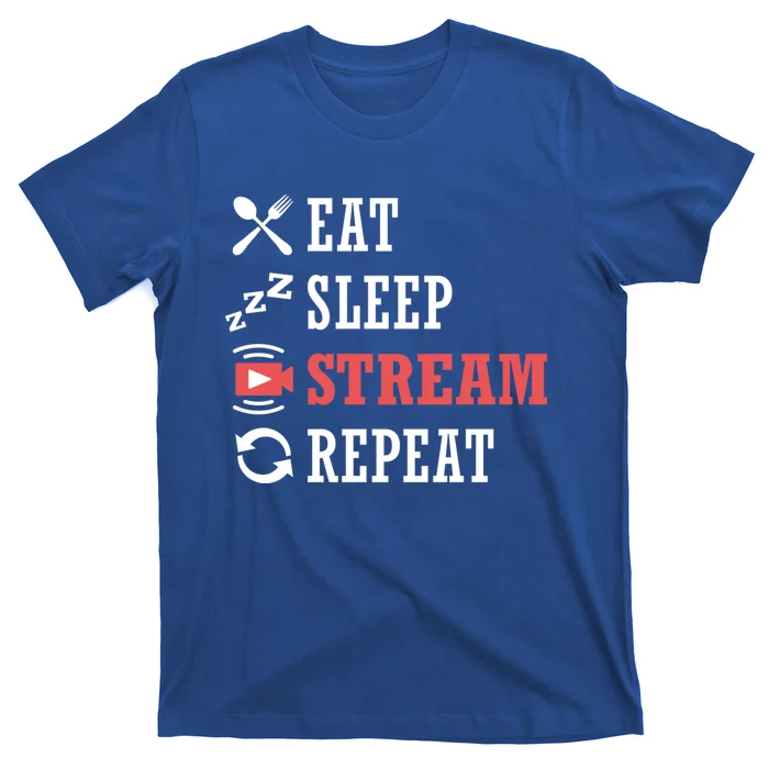 Vlogging Blog Streamer Blogger Eat Sleep Stream Repeat Cute Gift T-Shirt