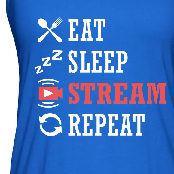 Vlogging Blog Streamer Blogger Eat Sleep Stream Repeat Cute Gift Ladies Essential Flowy Tank