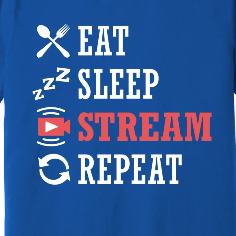 Vlogging Blog Streamer Blogger Eat Sleep Stream Repeat Cute Gift Premium T-Shirt