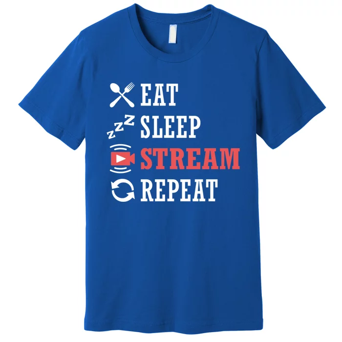 Vlogging Blog Streamer Blogger Eat Sleep Stream Repeat Cute Gift Premium T-Shirt