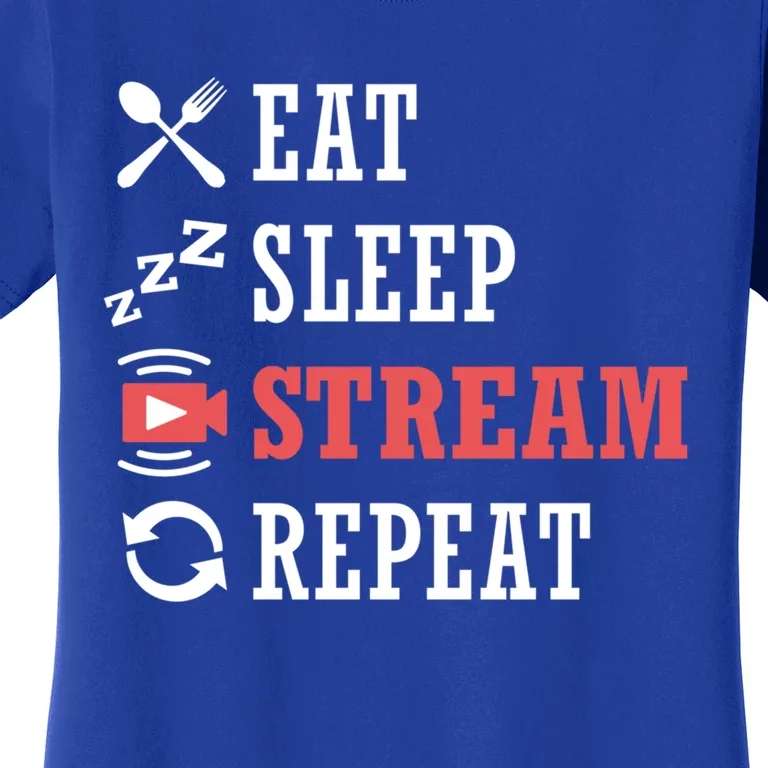 Vlogging Blog Streamer Blogger Eat Sleep Stream Repeat Cute Gift Women's T-Shirt