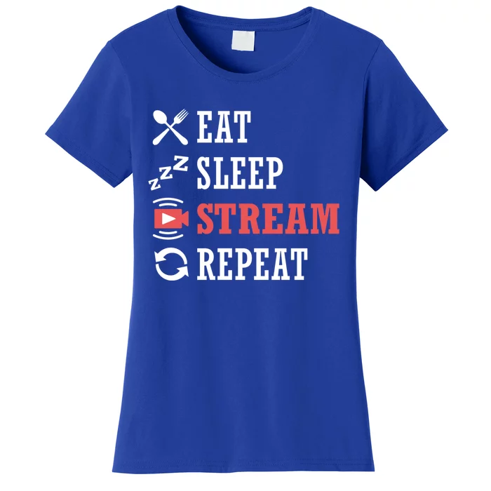 Vlogging Blog Streamer Blogger Eat Sleep Stream Repeat Cute Gift Women's T-Shirt