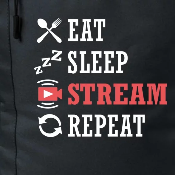 Vlogging Blog Streamer Blogger Eat Sleep Stream Repeat Cute Gift Daily Commute Backpack