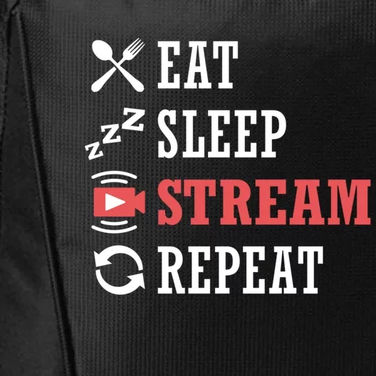 Vlogging Blog Streamer Blogger Eat Sleep Stream Repeat Cool Gift City Backpack