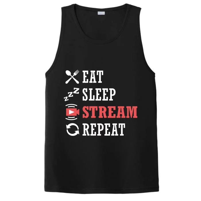 Vlogging Blog Streamer Blogger Eat Sleep Stream Repeat Gift Performance Tank