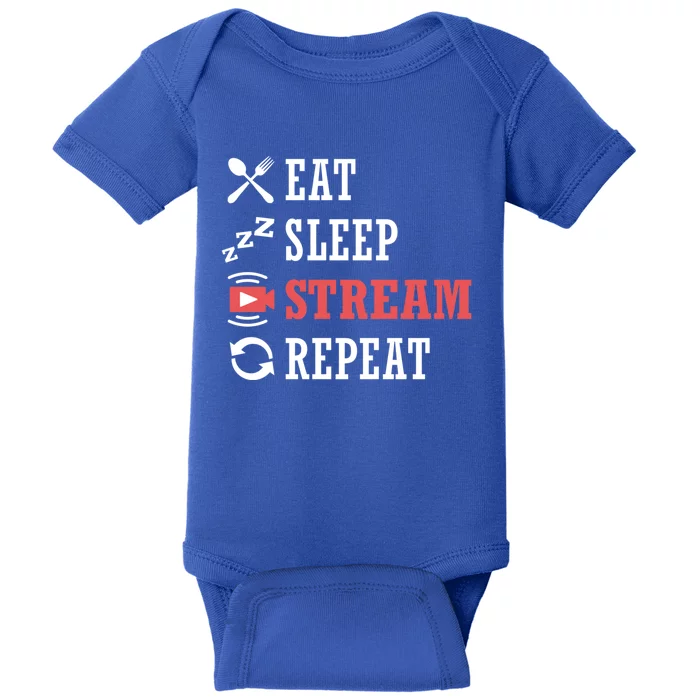 Vlogging Blog Streamer Blogger Eat Sleep Stream Repeat Gift Baby Bodysuit