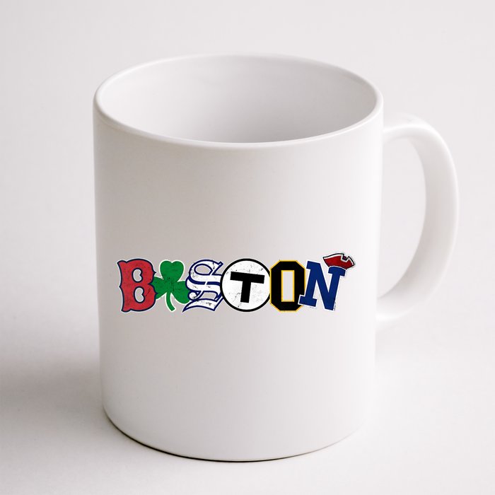 Vintage Boston Sports Fan City Pride T Front & Back Coffee Mug