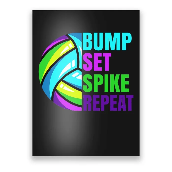 Volleyball Bump Set Spike Repeat Blue Purple Poster