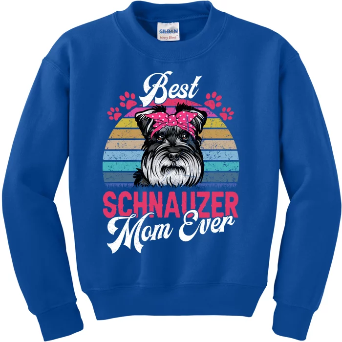 Vintage Best Schnauzer Mom Ever Gift Kids Sweatshirt