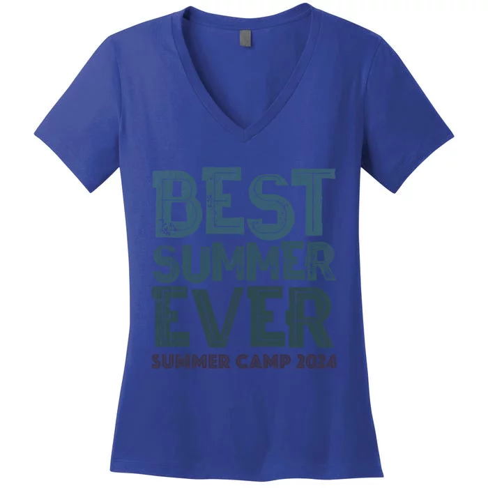 Vintage Best Summer Ever Camp 2024 Staff Cousins Nurse Meaningful Gift Women's V-Neck T-Shirt