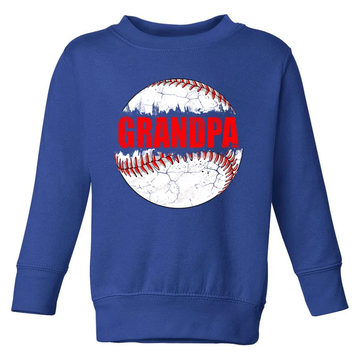 Vintage Baseball Softball Lover Grandpa Fathers Day Cute Gift Toddler Sweatshirt