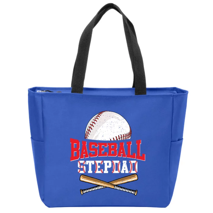 Vintage Baseball Stepdad Funny Fathers Day Game Day Gift Zip Tote Bag