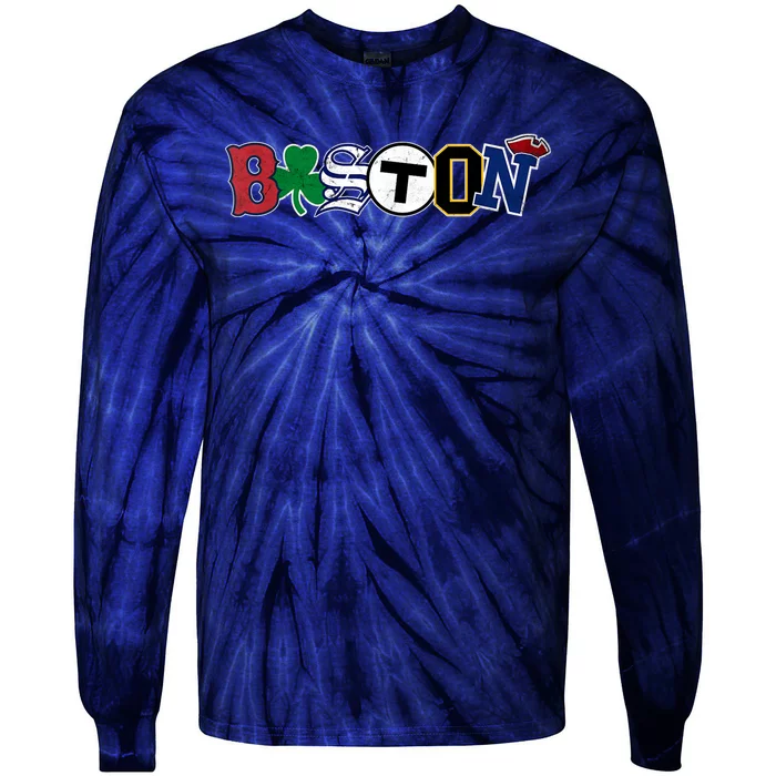 Vintage Boston Sports Fan City Pride T Tie-Dye Long Sleeve Shirt