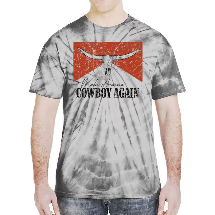 Vintage Bull Skull Makes America A Cowboy Again Country Tie-Dye T-Shirt