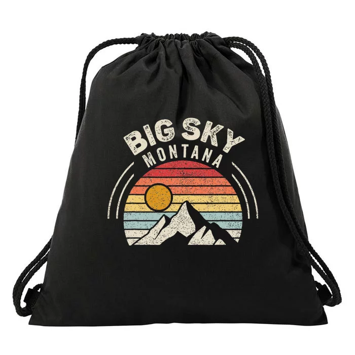 Vintage Big Sky Country Montana Mt Mountains Hiking Souvenir Drawstring Bag