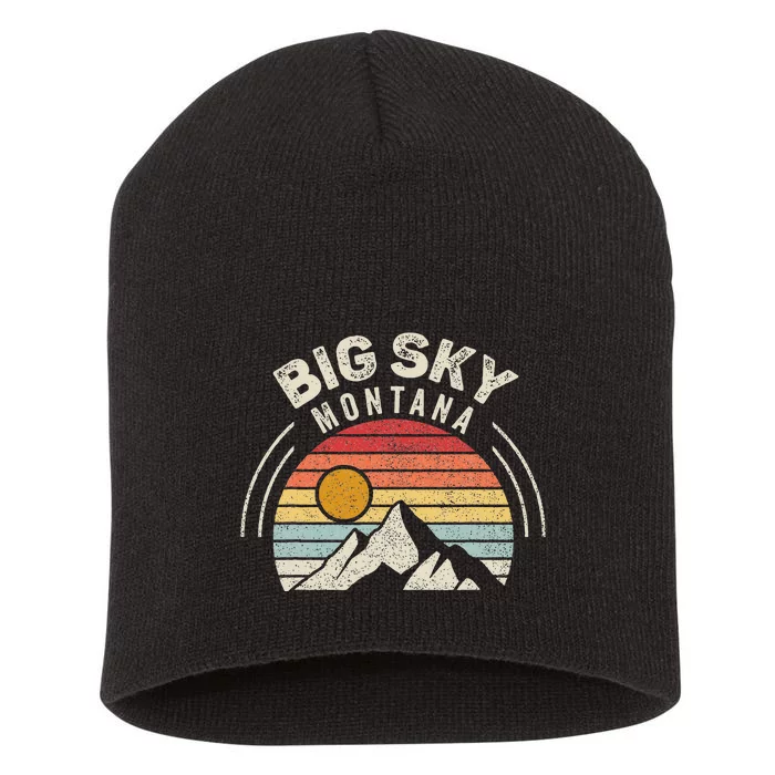 Vintage Big Sky Country Montana Mt Mountains Hiking Souvenir Short Acrylic Beanie