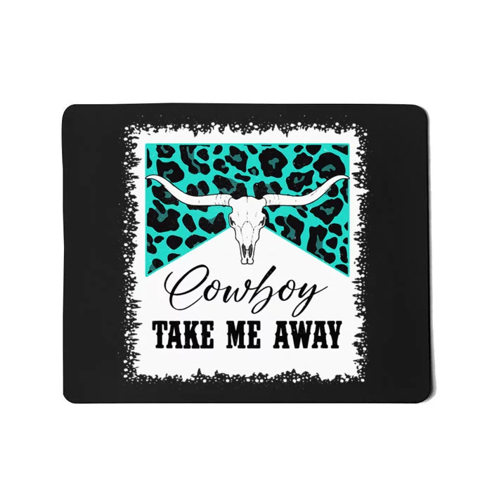 Vintage Bull Skull Leopard Bleached Cowboy Take Me Away Mousepad