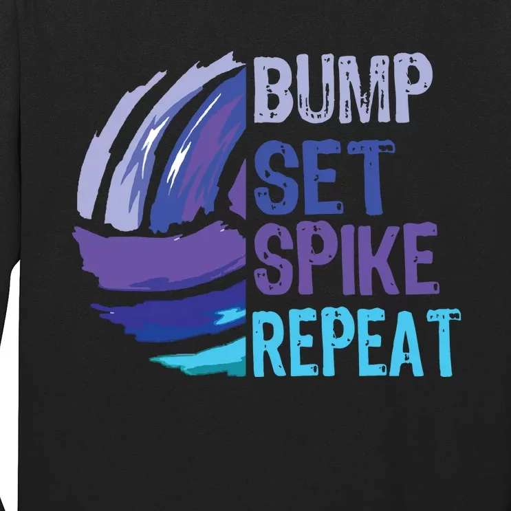 Volleyball Bump Set Spike Repeat Blue Purple Teen Long Sleeve Shirt