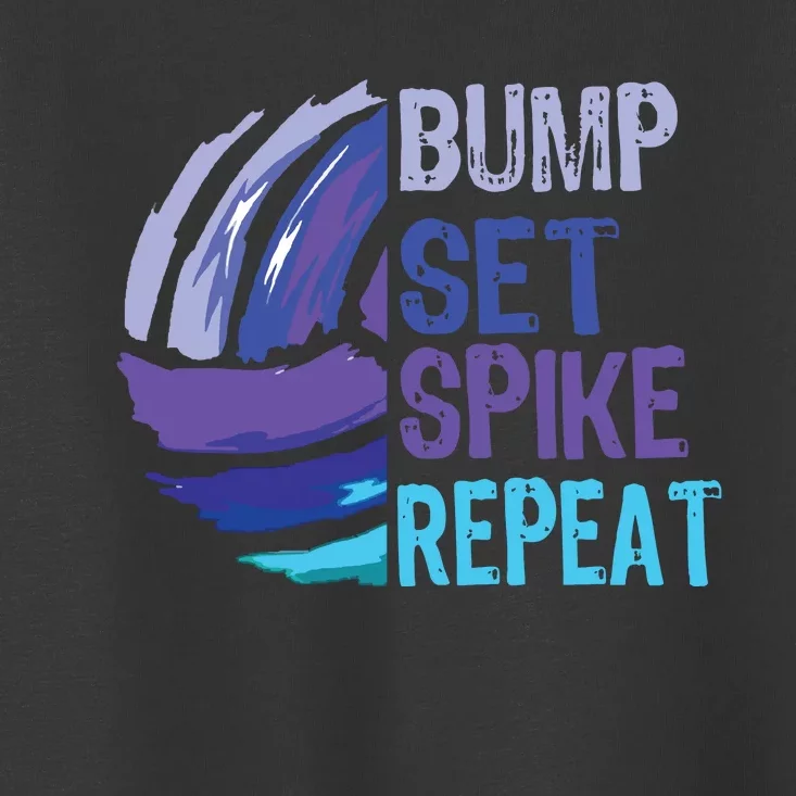 Volleyball Bump Set Spike Repeat Blue Purple Teen Toddler T-Shirt