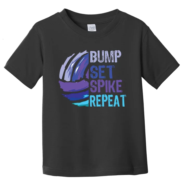 Volleyball Bump Set Spike Repeat Blue Purple Teen Toddler T-Shirt